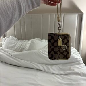 Coach Brown Monogram Wristlet